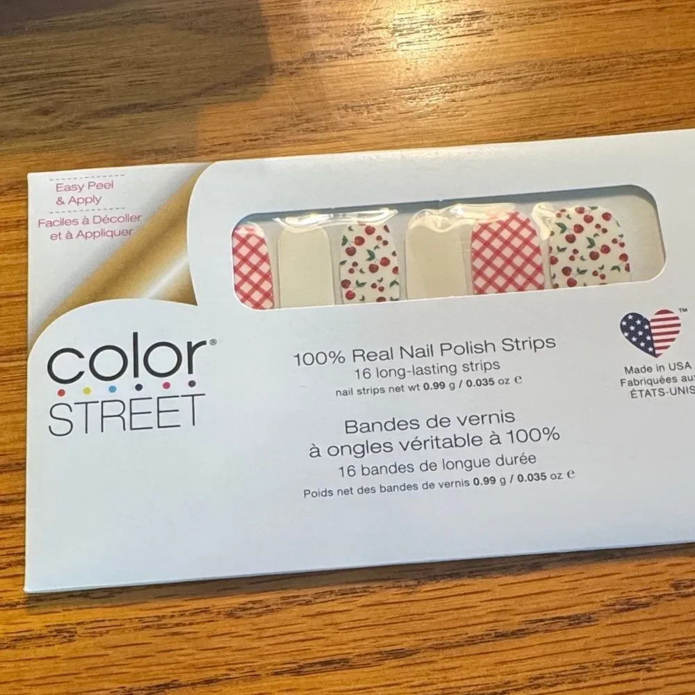 Color Street - nail polish strips - cherries and plaids NWT